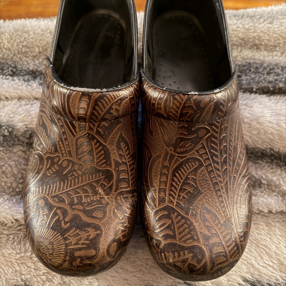Dansko Brown Patterned Mules